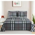 thumbnail image 5 of Hong and Arts Inc. Printed Soft Deep Pocket Bedding Rayon from Bamboo Sheet Set, Grey Tartan Plaid Black, Grey, Silver, White, Red - Full/Double, 5 of 5