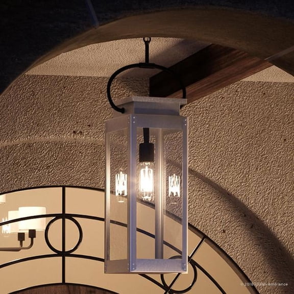 Urban Ambiance Luxury Coastal Outdoor Pendant, Size: 27-3/8"H x 7"W, with Farmhouse Style Elements, Stainless Steel Finish, UHP1134