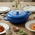 thumbnail image 2 of Daluvenix 3qt Enameled Cast Iron Braiser, Non Stick Enameled Cast Iron Skillet with Lid, Dutch Oven Skillet with lid  for Cooking & Stewing (Blue), 2 of 7