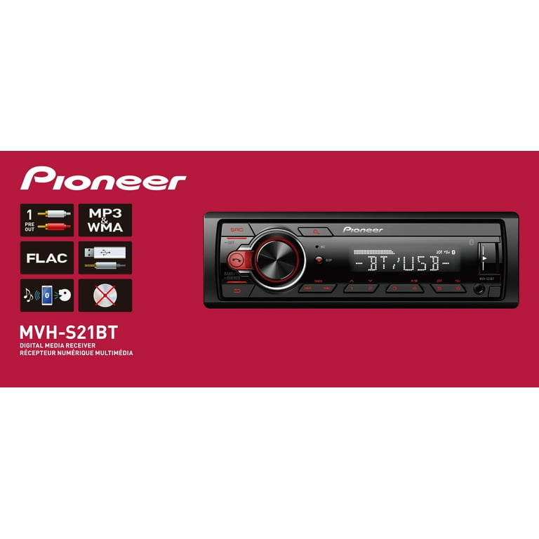  Pioneer MVH-S215BT Digital Media Car Stereo Receiver Single DIN  Bluetooth in-Dash USB MP3 Auxiliary AM/FM Android Smartphone Compatible, :  Electronics