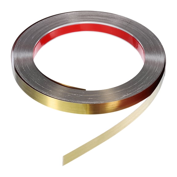 Uxcell 0.6" x 20ft Peel and Stick Metal Molding Wall Trim Strip Brushed Gold