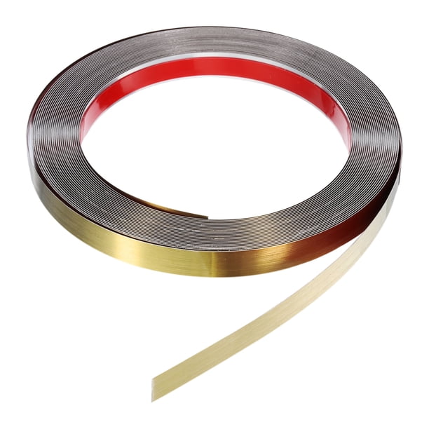 Uxcell 0.6" x 20ft Moldura de metal autoadhesiva para pared en color dorado cepillado