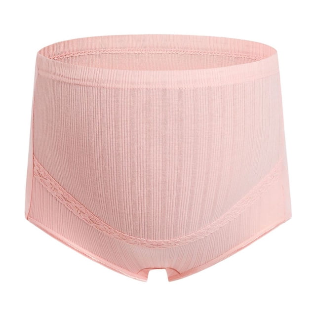 Ropa interior para embarazadas, talla grande, transpirable, cintura alta, abdomen ajustable, bragas de encaje elástico acanalado