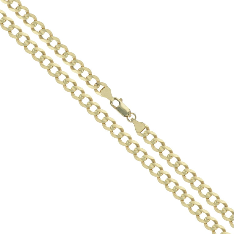 10k Yellow Gold-Hollow Curb Link Chain 2.4mm Necklace 24