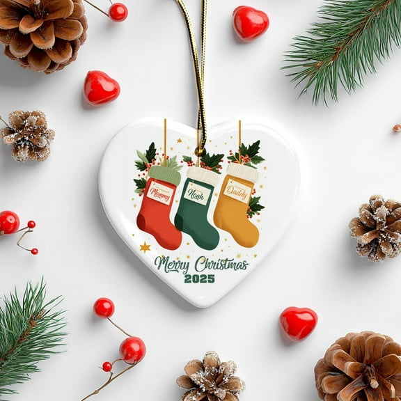 Personalized Family Christmas Ornament - Hanging Stockings Custom Name Keepsake 2025