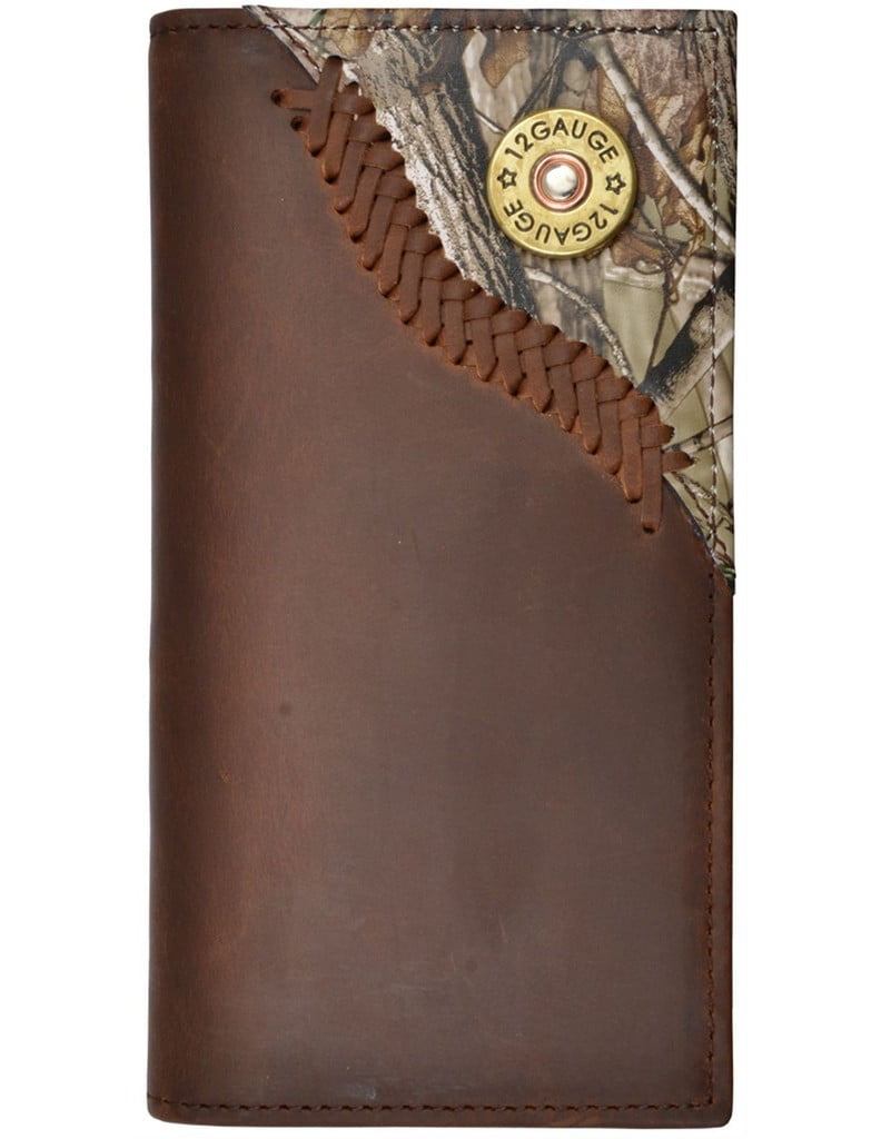 Justin Western Wallet Mens Rodeo Checkbook Embossed Brown WJW012