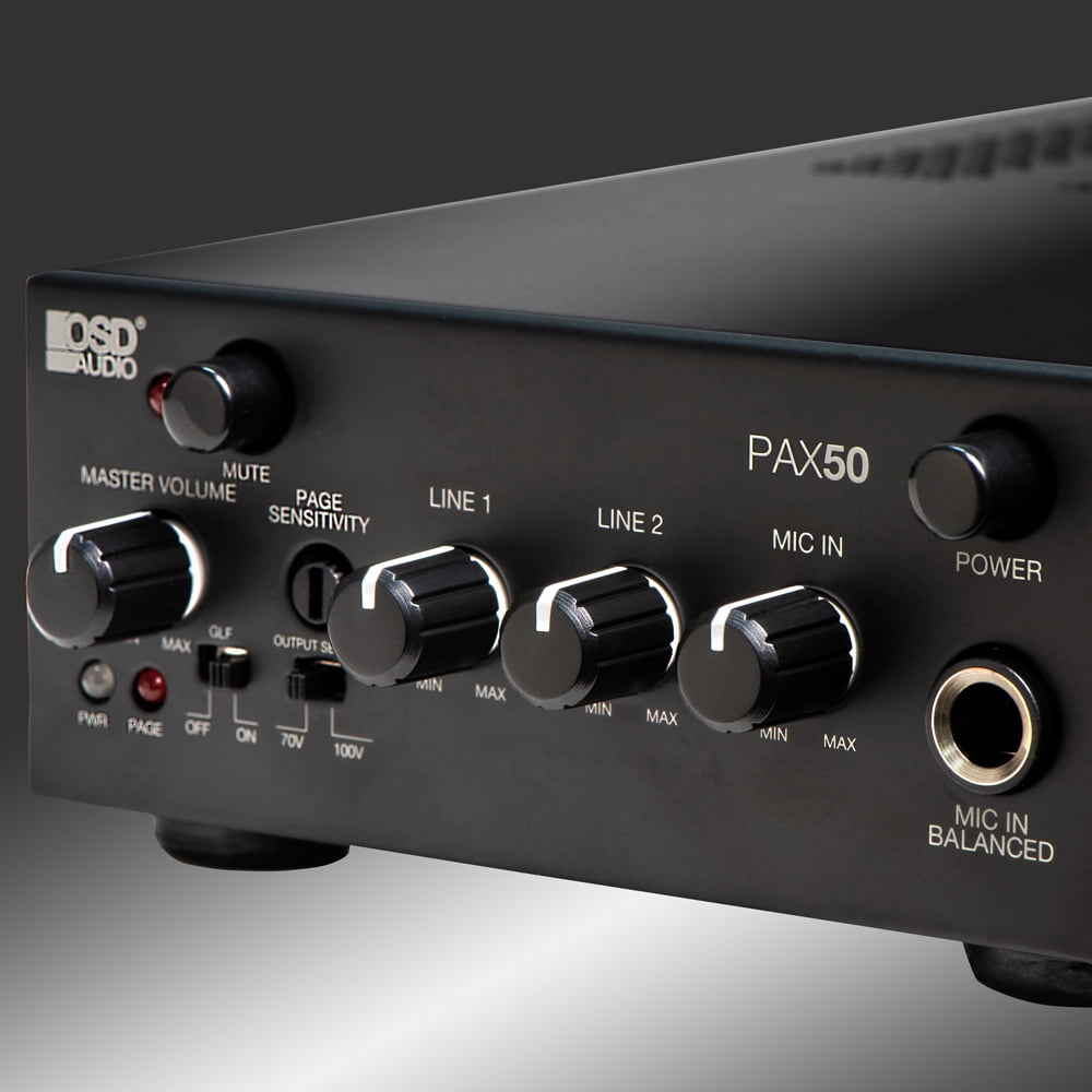 OSD Audio PAX-50 50W Commercial 70V Amplifier, 2 Channel, Class D - ¼ Rack Width, 1U Height
