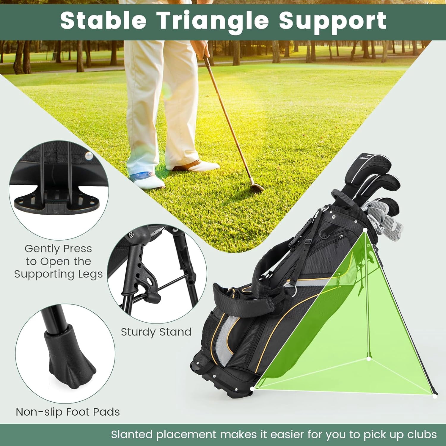 NIUMU Golf Stand Bag with 8 Way Top Dividers, Lightweight Golf Bag with Detachable Dual Strap & 7 Pockets, Rain Hood, Portable Golf Bag for Men & Women, Black