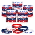 thumbnail image 1 of 24 pulseras de silicona con la bandera estadounidense, pulseras patrióticas para fiestas del Día de los Veteranos de EE. UU., regalos escolares, suministros para fiestas, accesorios para, 1 of 6