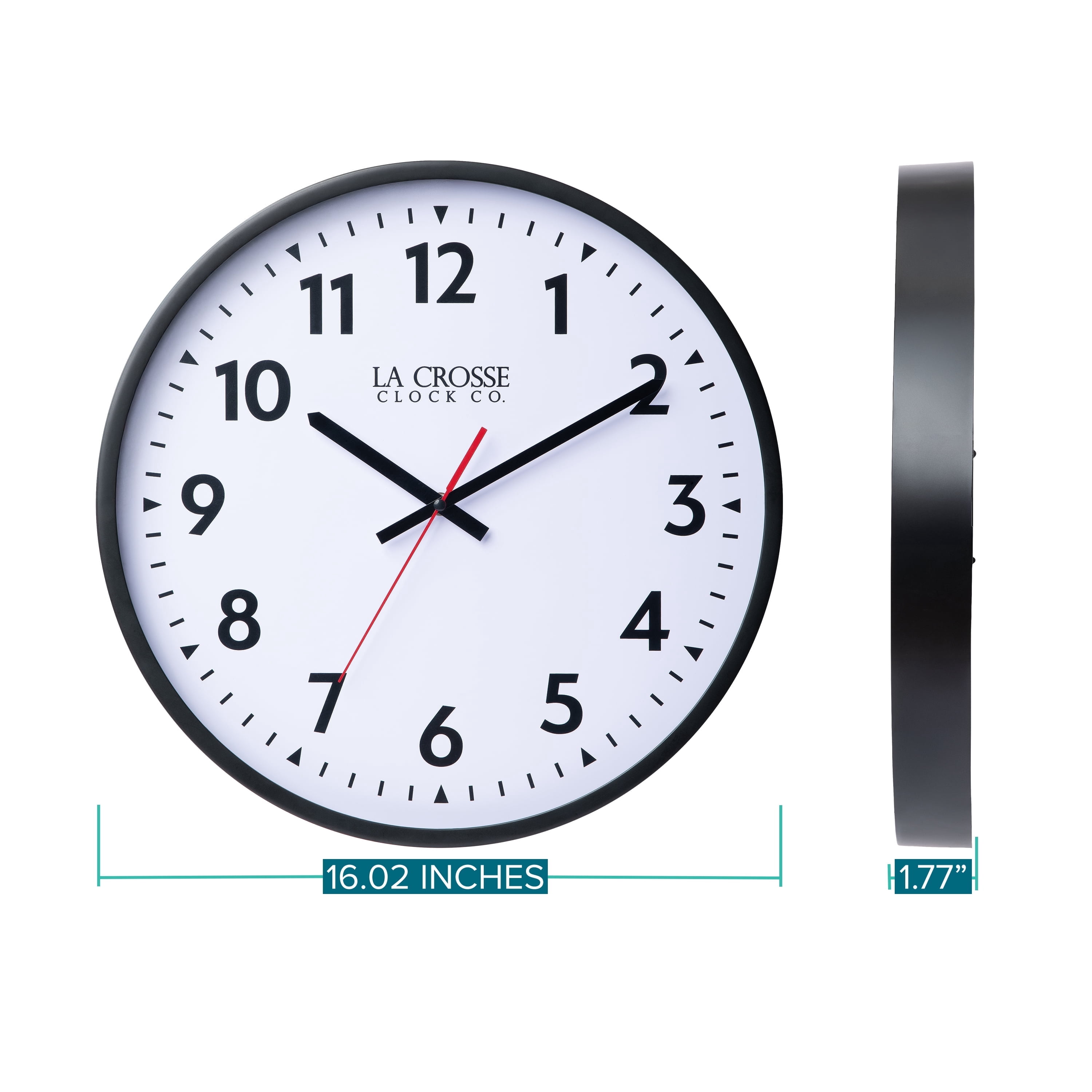 La Crosse Clock 16 Inch Commercial Silent Quartz Analog Wall Clock, 404-3841-INT