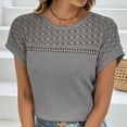 thumbnail image 4 of ZyeKqe Summer Tops for WomenCrochet Short Sleeve Shirts Hollow out Crewneck T Shirts Beach Vacation Top, 4 of 7