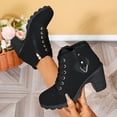 thumbnail image 2 of Taqqpue Women's Ankle Boots Round Toe Side Zip Slip On Mid High Heel Comfortable Dress Booties for Women Size 5.5-10.5 Fashion Dress Shoes Fall Winter Footwear Casual Walking Daily, 2 of 10