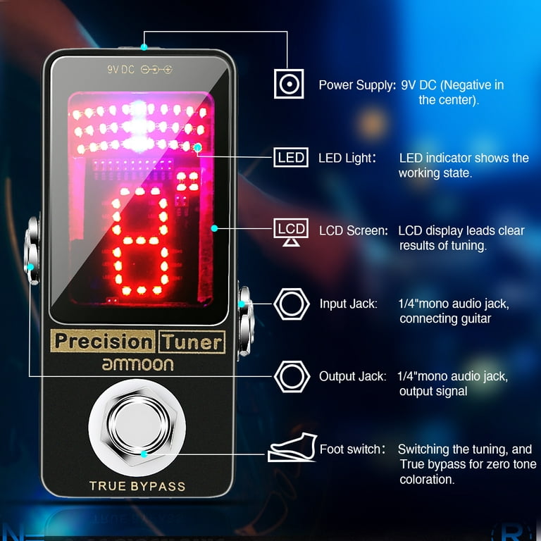 Justgreenbox - Pédale d'accordeur chromatique Grand écran LED