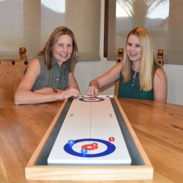 GoSports Shuffleboard & Curling 2-in-1 Table Top Board Game – With 8 Rollers (Open Box)