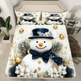 thumbnail image 2 of jejeloiu Cute Xmas Snowmen Queen Sheet Sets,Merry Christmas Flat Sheet,Gold Holiday Ball Queen Fitted Sheet For Child,Super Cozy Room Decor,4pcs, 2 of 7