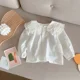 thumbnail image 2 of 2025 New Spring Girls' Shirt Base Top 1-6 Y Kid's Solid Color Bottoming Shirt Childrens Baby Peter Pan Collar Blouse, 2 of 6