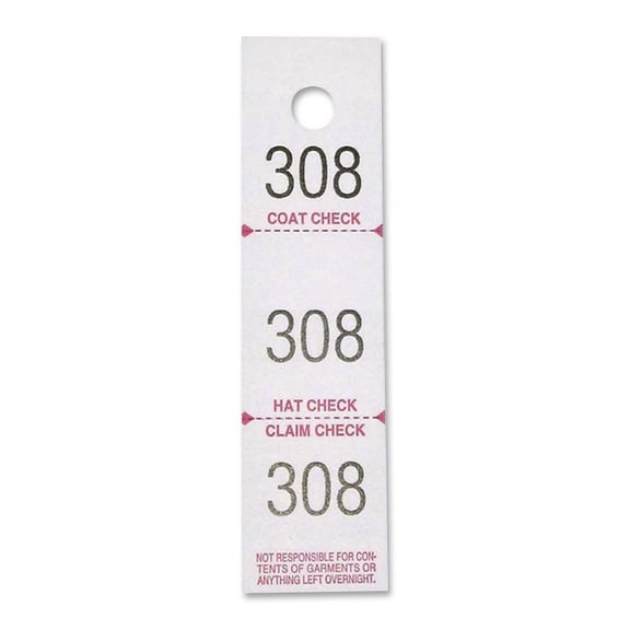 Sparco 3-Part Coat Check Tickets - 500 / Pack - White | Bundle of 2 Packs