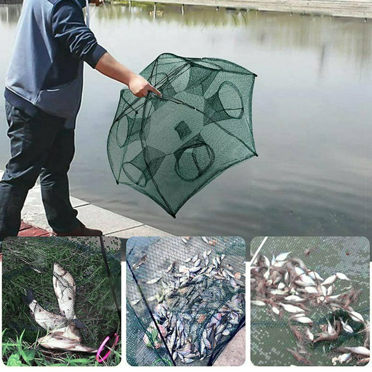 Portable Bait Traps Fishing Nets Foldable - Easy Use Hand Casting Bait  Traps Cage Baits Cast Mesh Trap for Fishes, Shrimp, Minnow, Crayfish, Crab,  Crawdad 