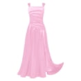 thumbnail image 4 of Yartina Junior Bridesmaid for Teens Ruched Long Maxi A Line Split Satin Flower Girl Formal Gown for Wedding Pink 14, 4 of 7