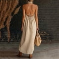 thumbnail image 4 of LIaqionyy Women Cotton Linen Maxi Dress Sleeveless Backless V Neck Flowy Boho Casual Beach Long Sundress for Womens, 4 of 5