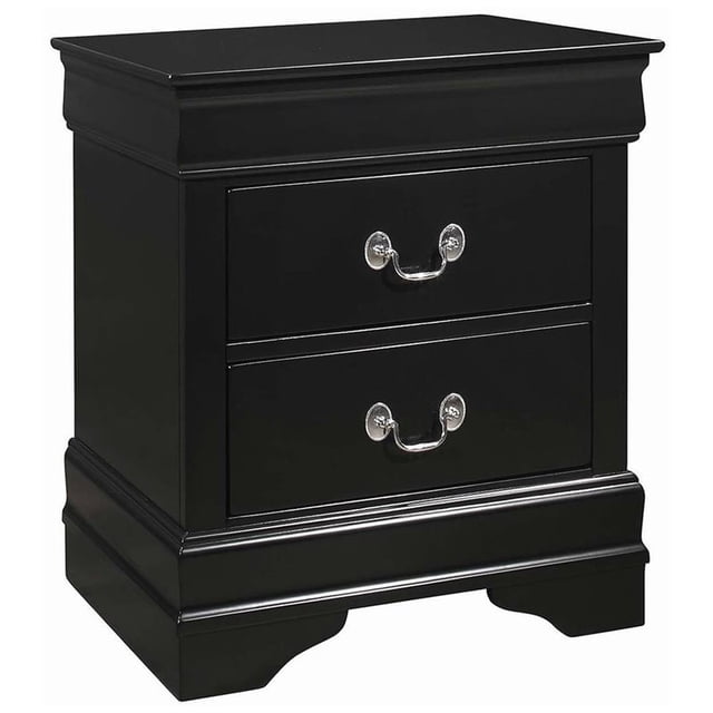 Coaster Louis Philippe 2 Drawer Nightstand in Black and Nickel