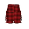 thumbnail image 6 of Workout Shorts Women Crisscross Hollow-Out Plaid Biker Short Leggings High Waisted Belly Control Stretch Shorts (S, Red|Plaid), 6 of 6