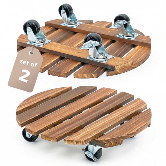 Plant Stand Outdoor Rolling Tray Plant Caddy with Wheels 12in Plant Caster with Wheels Planter Caddy Flower Cart Plant Dolly for Heavy Duty Large Plants Plant Rollers (2 Pack)