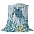 thumbnail image 6 of Teal Green Sea Turtle Blanket Soft Cozy Warm Throw Blanket for Couch, Plush Fuzzy Flannel Fleece Blankets for Sofa, Coastal Summer Beach Seaweed Bed Blankets Lightweight Gifts for Women, 30"x40", 6 of 9