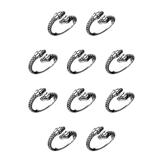 Minnieouse Anillos de tamaño ajustable que modelan accesorios de anillo de amistad exagerados suministro de joyería de aleación cabezas de serpiente Cabezas de serpiente doble 10piezas Minnieouse CBP283254