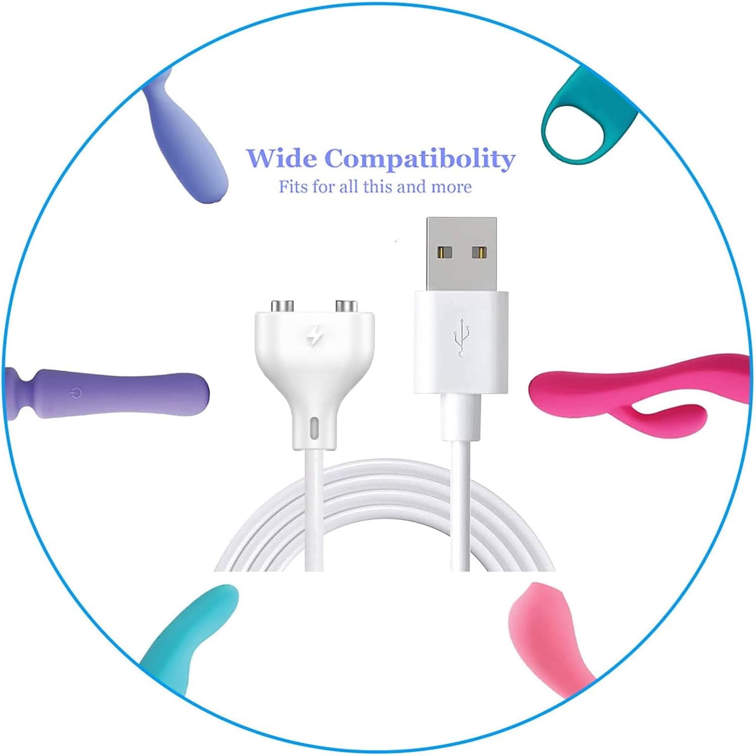 Magnetic USB DC Charger Cable 2.7ft Replacement Charging Cord,Vibrator  charger for Rechargeable Toys Massagers Electric Toothbrush (6MM) - Walmart .com