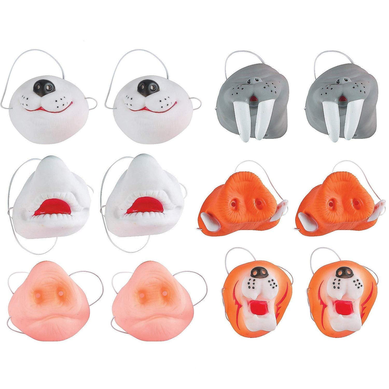 Vinyl Animal Nose Masks With Elastic Band - Pack Of 12 - 2.75" – 3.5