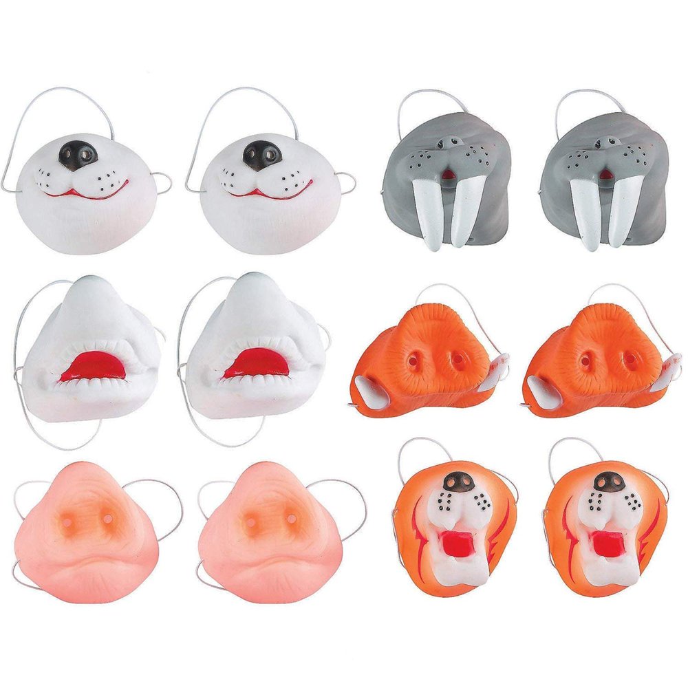 Vinyl Animal Nose Masks With Elastic Band Pack Of 12 2.75" 3.5