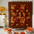 thumbnail image 3 of Thanksgiving Shower Curtains for Bathroom, Vintage Fall Maple Leaf Brown Plaid Waterproof Fabric Shower Curtain for Bathroom Bathtub Decoration, Machine Washable, 72"x72", 3 of 9