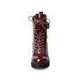 thumbnail image 6 of BLISSFUL STEP Valentine's Women's Chunky Heel Zip Platform Block Combat Boots Burgundy 8.5, 6 of 8