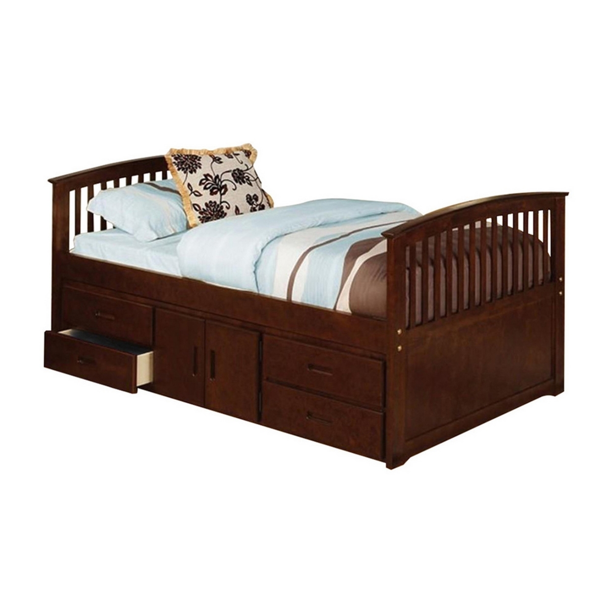Platform Twin bed with 4 drawers, Brown