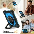 thumbnail image 5 of Rugged Shockproof Case for Apple iPad mini 7th Generation/ iPad mini 6th Gen, 360 Rotating Stand Shoulder Strap Bumper Anti-Scratch Kids Friendly Case Cover for iPad mini 6 7 8.3", Black+Blue, 5 of 8