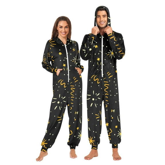 Hand Drawn Starry Sky Adult onesie Pajamas, Crystal Velvet Ultra Soft Warm Jumpsuit for Men and Women