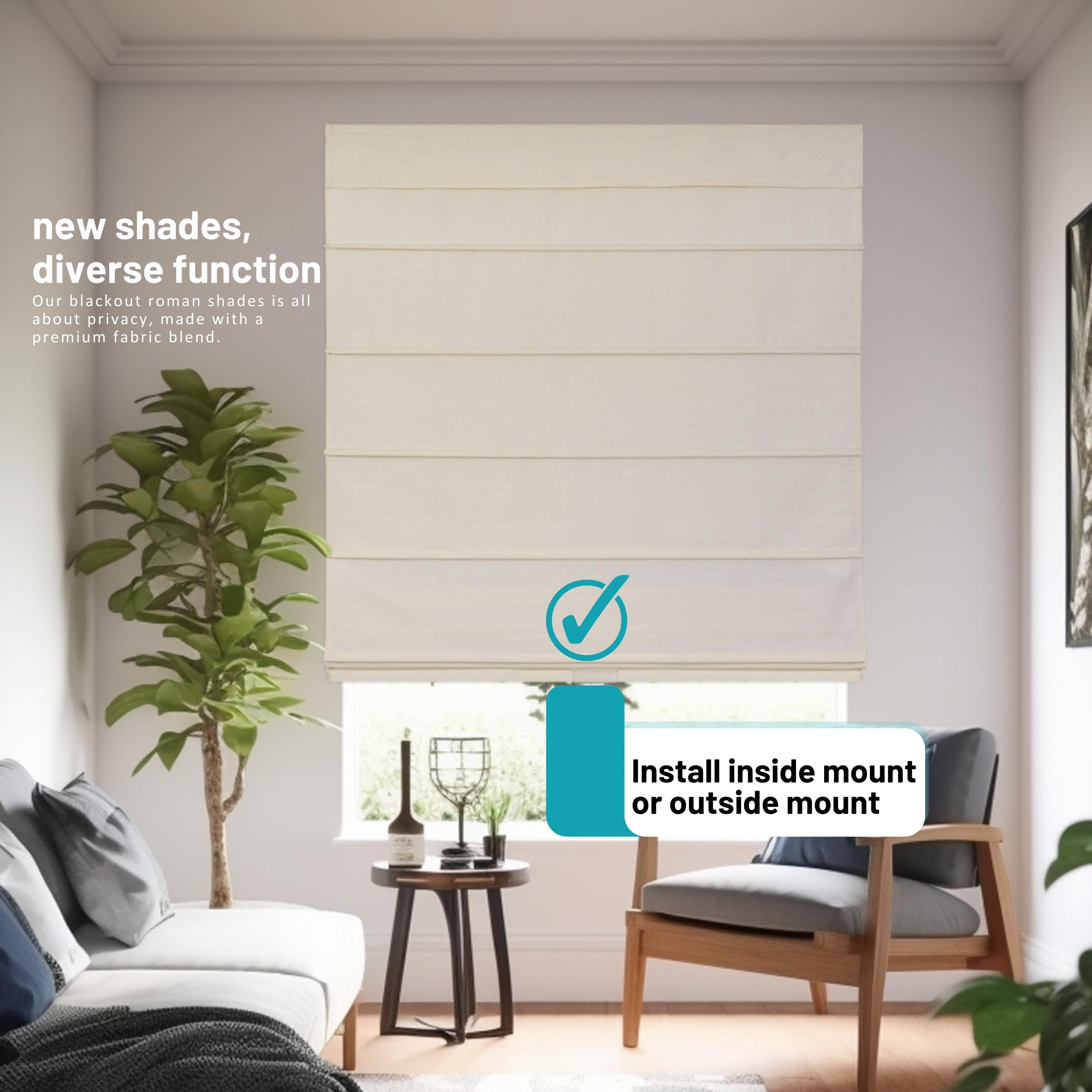 Chicology Cordless Roman Shades, Off White (Blackout), 36"W X 64"H