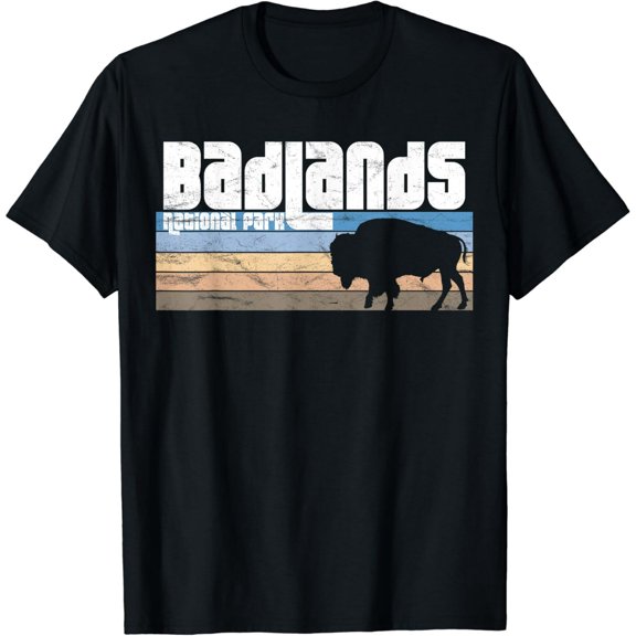 Retro Badlands National Park South Dakota SD Bison Lovers T-Shirt
