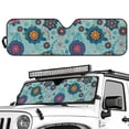 thumbnail image 2 of Yuyamidu Blue Boho Flowers Windshield Sun Shade for 2018-2025 Jeep Wrangler JL JLU & 2020-2025 Jeep Gladiator, Front Window Sun Visor Blocks UV Rays Foldable Sunshade, 2 of 7