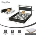thumbnail image 4 of Zimtown King Bed Frame with 2-Tier Storage Headboard, Metal Platform Bed Frame with 4 Storage Drawers, Built in Charging Station & LED, Black, 4 of 11