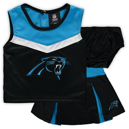 Carolina Panthers Girls Toddler Two-Piece Spirit Cheerleader Set with Bloomers - Black/Blue