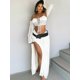 thumbnail image 5 of Conjunto de dos piezas de verano y otoño con hombros descubiertos, top con cordones y falda larga elegante para mujer, conjunto de ropa de calle alta, traje de playa informal, 5 of 5