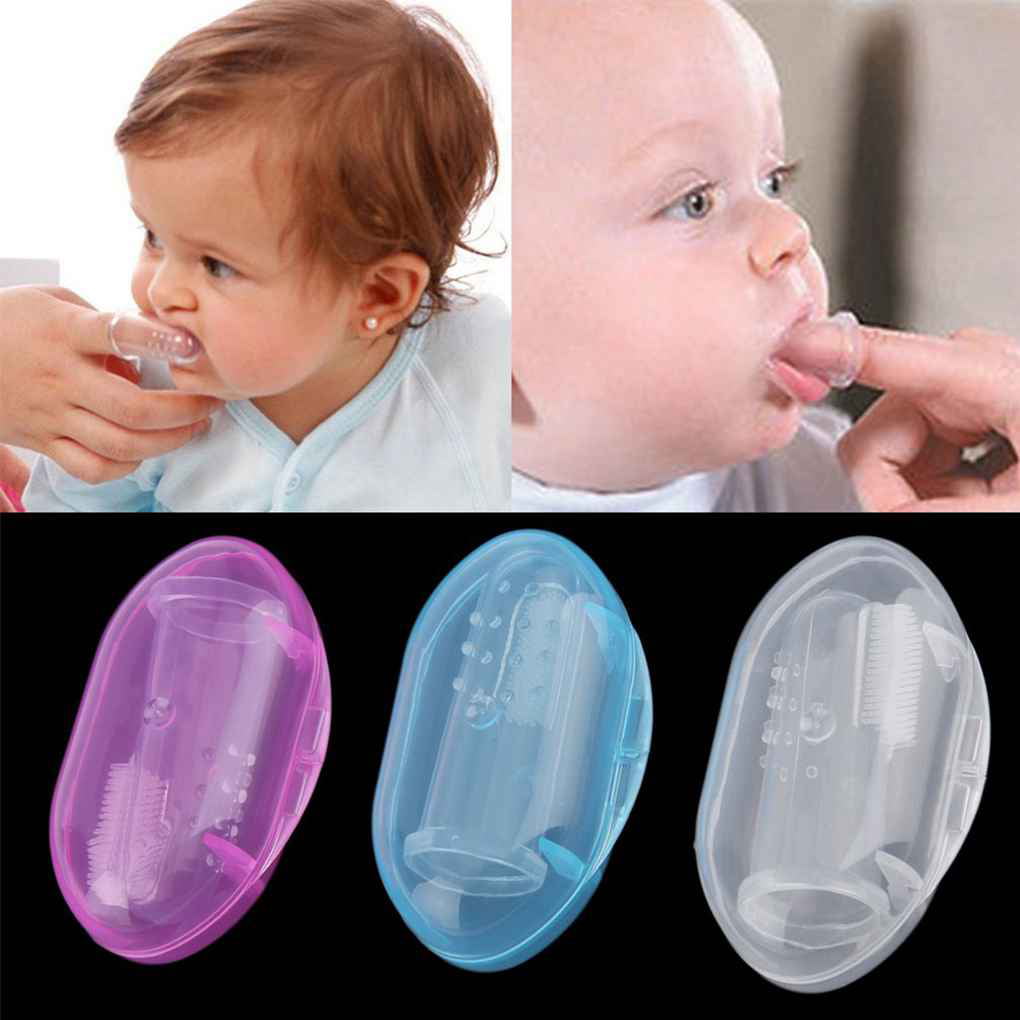 Baby Infant Soft Silicone Finger  Toothbrush Teeth Rubber Massager Brush SE FG 