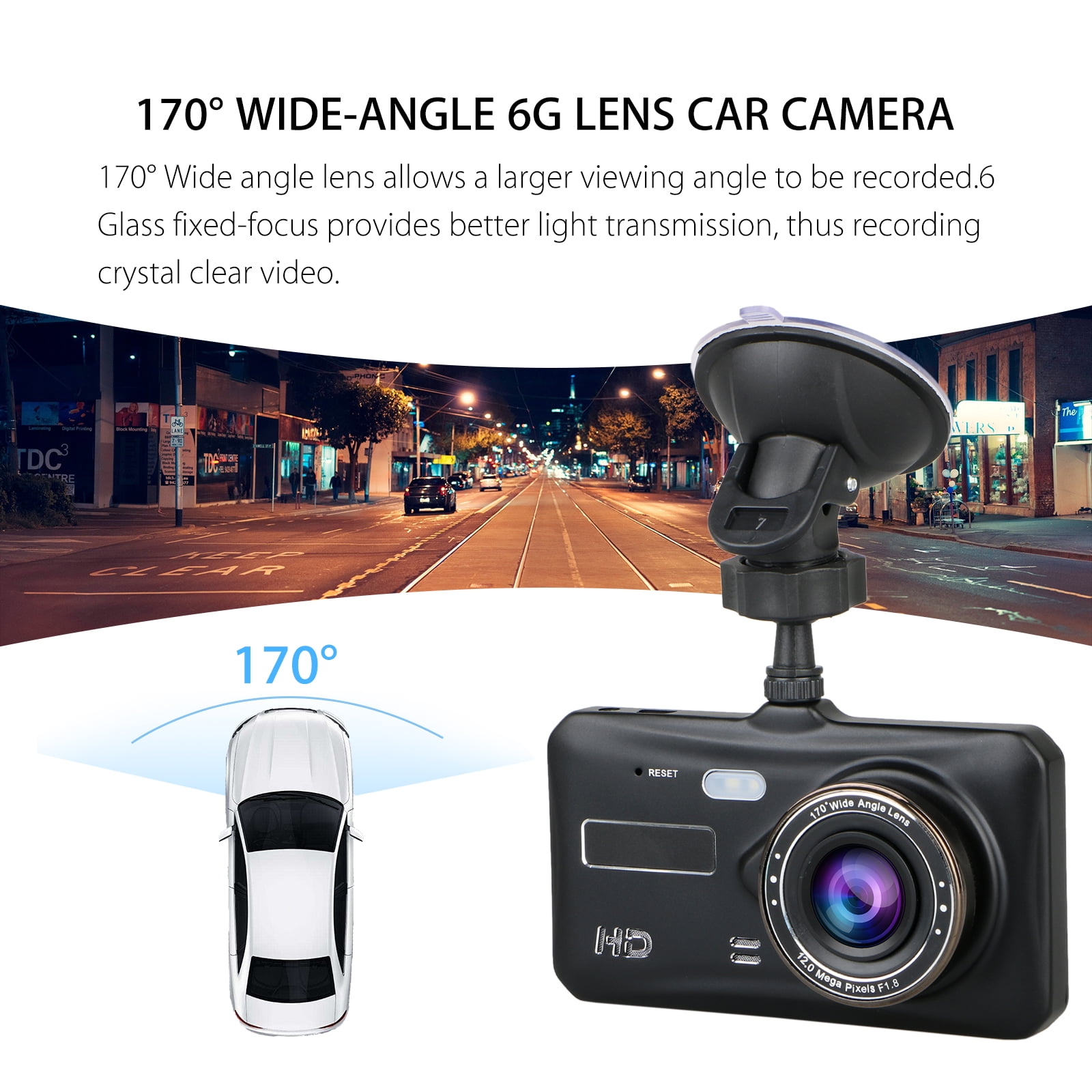 WDR Poetele-R 4 Inch Screen Dash Cam 1080P Car DVR Dashboard Camera Full HD with Dual Lens Front and Rear,170/°Wide Angle Loop Recording Parking Monitor G-Sensor Motion Detection 4350447806