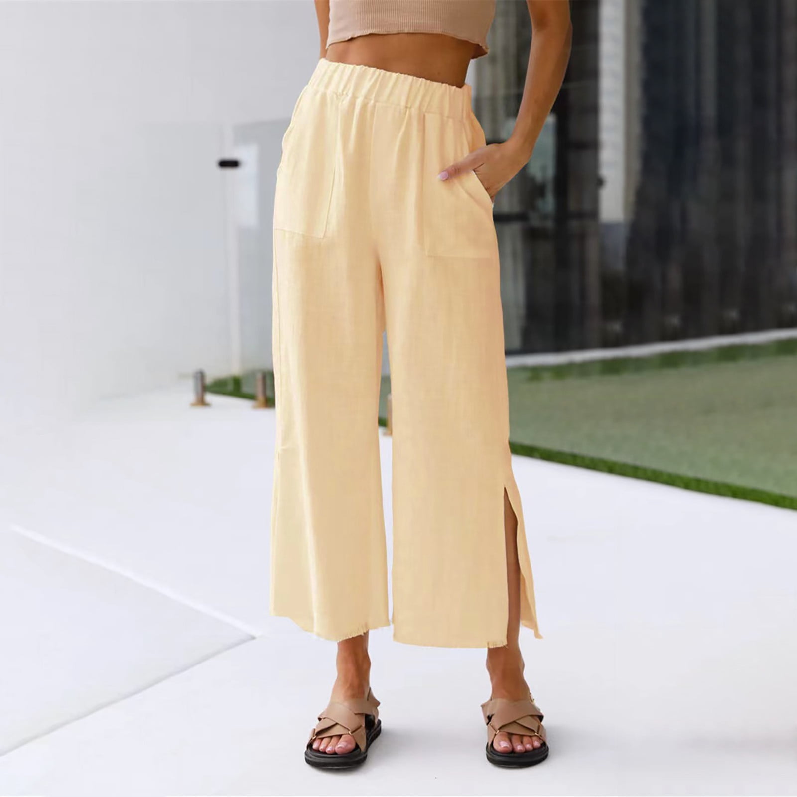 Womens Pants Clearance Women'S Trendy Casual Solid Color Medium Waist