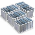 thumbnail image 1 of Jeans Storage Box, 4 Pieces Wardrobe Organizer, Jeans Box Storage, Mesh Separation Box Clothes Drawer, for Trousers, Jeans, Sweaters, T-Shirt, Trousers, Shirts, 1 of 5