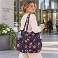 thumbnail image 6 of Gocvo Multiple Pockets Corduroy Bag, Large Tote Bag for Women, Ladies Bag Casual Hobo Handbags(Deep Blue Flower), 6 of 10