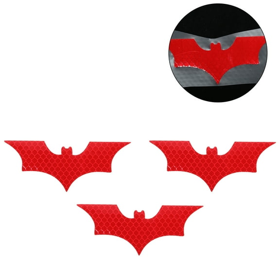 Unique Bargains Reflective Bumper Decal Fluorescent Red Rectangle Bat Pattern Reflective Car Stickers Personalized Decoration
