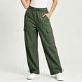 thumbnail image 2 of Tqcoqu Women's Wide Leg Cargo Pants,Elastic Drawstring Waist Drawstring Cuff Loose Pants with Multi Pockets,Green Women's S-XXXL, 2 of 9